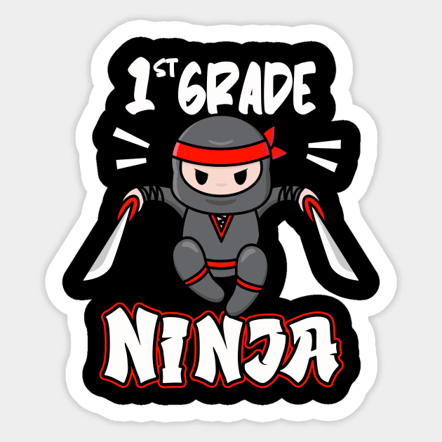 1st Grade Ninja School Child Enrollment Kids Gift Sticker by Foxxy Merch